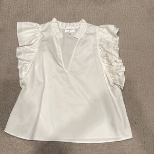 White Blouse with Ruffle Detail